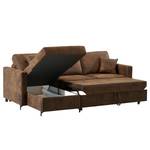 Hoekbank Engele met chaise longue Microvezel Goda: Chocoladebruin