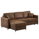 Hoekbank Engele met chaise longue Microvezel Goda: Chocoladebruin