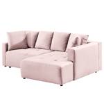 Hoekbank Karkum met chaise longue Velours Blonda: Oud pink - Longchair vooraanzicht rechts