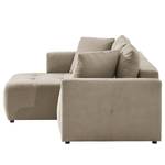 Hoekbank Karkum met chaise longue Microvezel Sole: Taupe - Longchair vooraanzicht links