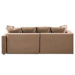 Ecksofa Karkum mit Longchair Samt Blonda: Taupe - Longchair davorstehend links