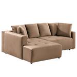 Ecksofa Karkum mit Longchair Samt Blonda: Taupe - Longchair davorstehend links