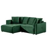 Divano con chaise longue Karkum Velluto Blonda: verde abete - Longchair preimpostata a sinistra