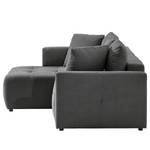 Ecksofa Karkum mit Longchair Microfaser Sole: Graphit - Longchair davorstehend links