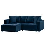 Ecksofa Karkum mit Longchair Samt Blonda: Marineblau - Longchair davorstehend links