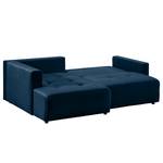 Ecksofa Karkum mit Longchair Samt Blonda: Marineblau - Longchair davorstehend links