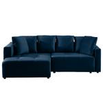 Ecksofa Karkum mit Longchair Samt Blonda: Marineblau - Longchair davorstehend links