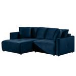 Ecksofa Karkum mit Longchair Samt Blonda: Marineblau - Longchair davorstehend links