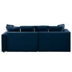 Ecksofa Karkum mit Longchair Samt Blonda: Marineblau - Longchair davorstehend links