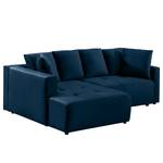 Ecksofa Karkum mit Longchair Samt Blonda: Marineblau - Longchair davorstehend links