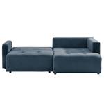 Ecksofa Karkum mit Longchair Microfaser Sole: Dunkelblau - Longchair davorstehend rechts