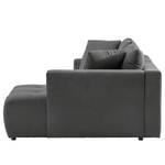 Ecksofa Karkum mit Longchair Microfaser Sole: Graphit - Longchair davorstehend rechts