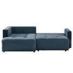 Ecksofa Karkum mit Longchair Microfaser Sole: Dunkelblau - Longchair davorstehend links