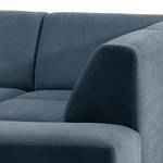 Ecksofa Makata mit Ottomane Microfaser Sole: Dunkelblau