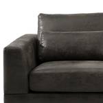 Ecksofa Aniaro Microfaser Goda: Anthrazit - Longchair davorstehend rechts - Buche