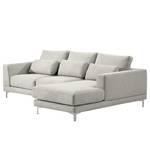 Ecksofa Aniaro Webstoff Maila: Hellgrau - Longchair davorstehend rechts - Aluminium