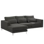 Ecksofa Aniaro Webstoff Maila: Anthrazit - Longchair davorstehend links - Aluminium