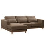 Ecksofa Aniaro Webstoff Maila: Braun - Longchair davorstehend links - Buche