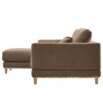 Ecksofa Aniaro Webstoff Maila: Braun - Longchair davorstehend links - Buche