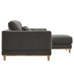 Ecksofa Aniaro Webstoff Maila: Anthrazit - Longchair davorstehend rechts - Buche