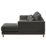 Ecksofa Aniaro Webstoff Maila: Anthrazit - Longchair davorstehend rechts - Buche