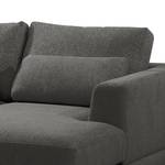 Ecksofa Aniaro Webstoff Maila: Anthrazit - Longchair davorstehend rechts - Buche