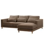 Ecksofa Aniaro Webstoff Maila: Braun - Longchair davorstehend rechts - Buche