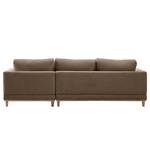 Ecksofa Aniaro Webstoff Maila: Braun - Longchair davorstehend rechts - Buche