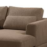 Ecksofa Aniaro Webstoff Maila: Braun - Longchair davorstehend rechts - Buche