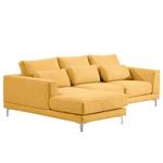 Ecksofa Aniaro Webstoff Maila: Gelb - Longchair davorstehend links - Aluminium