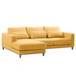 Ecksofa Aniaro Webstoff Maila: Gelb - Longchair davorstehend links - Buche