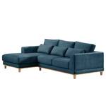 Ecksofa Aniaro Samt Onoli: Marineblau - Longchair davorstehend links - Buche