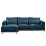 Ecksofa Aniaro Samt Onoli: Marineblau - Longchair davorstehend links - Buche