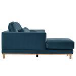 Ecksofa Aniaro Samt Onoli: Marineblau - Longchair davorstehend links - Buche