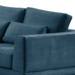 Ecksofa Aniaro Samt Onoli: Marineblau - Longchair davorstehend links - Buche