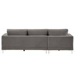 Ecksofa Aniaro Samt Onoli: Rauchgrau - Longchair davorstehend links - Aluminium