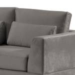 Ecksofa Aniaro Samt Onoli: Rauchgrau - Longchair davorstehend links - Aluminium