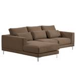 Ecksofa Aniaro Webstoff Maila: Braun - Longchair davorstehend links - Aluminium