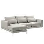 Ecksofa Aniaro Webstoff Maila: Hellgrau - Longchair davorstehend links - Aluminium