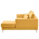 Ecksofa Aniaro Webstoff Maila: Gelb - Longchair davorstehend rechts - Aluminium