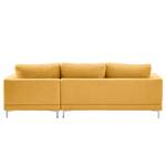 Ecksofa Aniaro Webstoff Maila: Gelb - Longchair davorstehend rechts - Aluminium