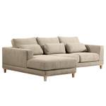 Ecksofa Aniaro Webstoff Maila: Beige - Longchair davorstehend links - Buche