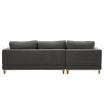 Ecksofa Aniaro Webstoff Maila: Anthrazit - Longchair davorstehend links - Buche