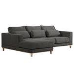 Ecksofa Aniaro Webstoff Maila: Anthrazit - Longchair davorstehend links - Buche