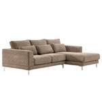 Ecksofa Aniaro Cordstoff Poppy: Taupe - Longchair davorstehend rechts - Aluminium