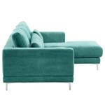 Ecksofa Aniaro Cordstoff Poppy: Türkis - Longchair davorstehend rechts - Aluminium