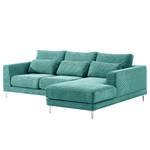 Ecksofa Aniaro Cordstoff Poppy: Türkis - Longchair davorstehend rechts - Aluminium