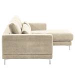 Ecksofa Aniaro Cordstoff Poppy: Beige  - Longchair davorstehend rechts - Aluminium