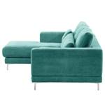 Hoekbank Aniaro Corduroy Poppy: Turquoise - Longchair vooraanzicht links - Aluminium