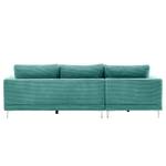 Ecksofa Aniaro Cordstoff Poppy: Türkis - Longchair davorstehend links - Aluminium